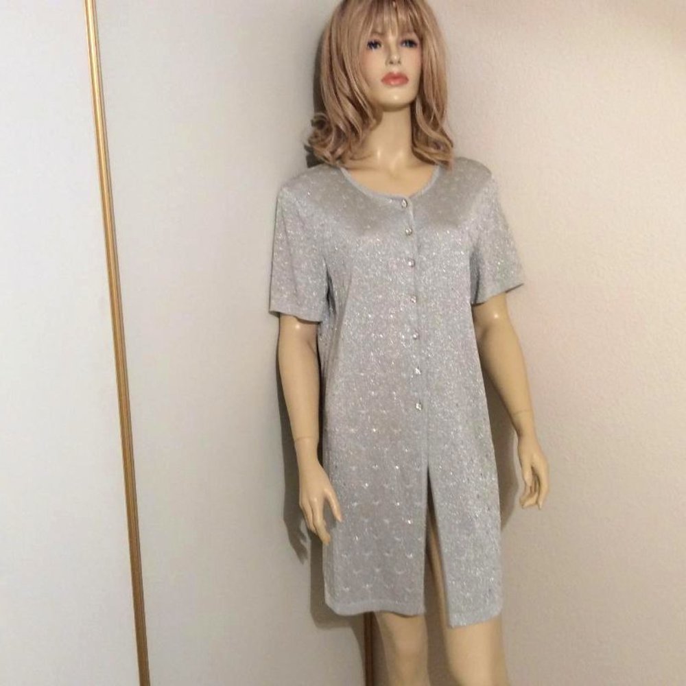 Escada vintage silvery knit & rhinestone tunic top